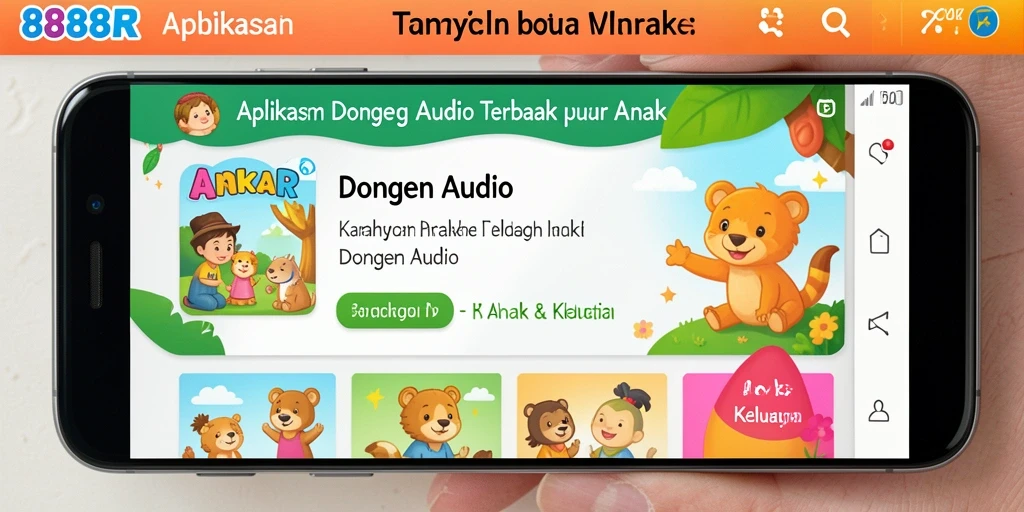 Tampilan antarmuka pengguna aplikasi 888R yang menarik dan ramah anak.