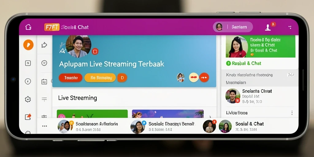 Screenshot antarmuka F7F7 menampilkan fitur Live Streaming yang menarik.