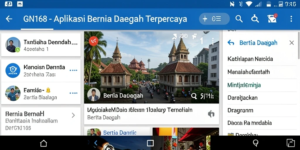 Tampilan antarmuka aplikasi GN168 dengan berita terkini daerah.