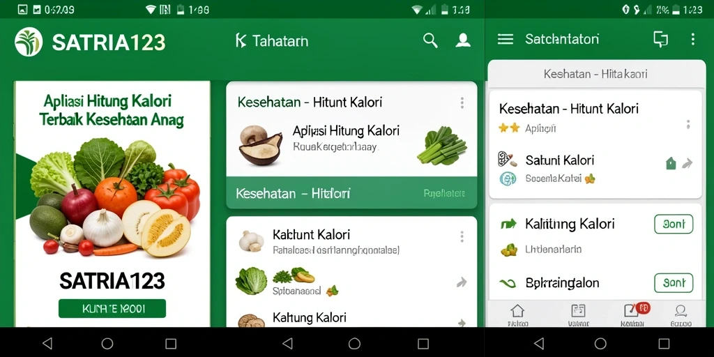 Screenshot utama SATRIA123 menampilkan fitur hitung kalori yang praktis.
