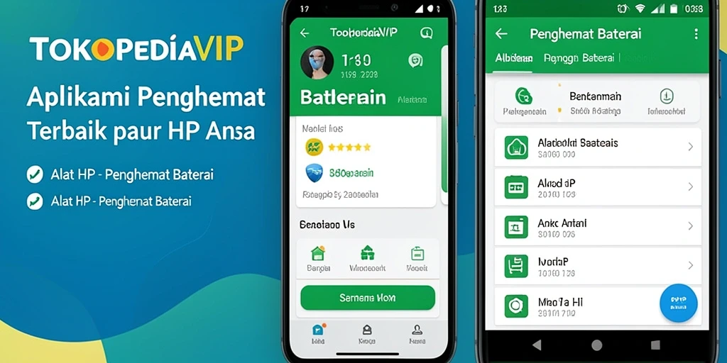 Tampilan antarmuka TOKOPEDIAVIP dengan fitur penghemat baterai.